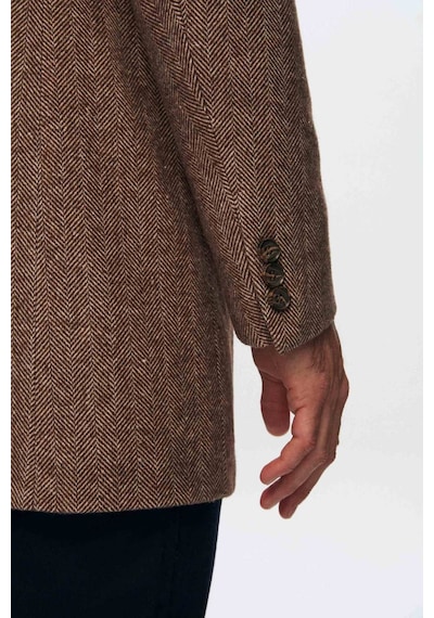 D's Damat Ds Damat Regular Fit Kahverengi Balıksırtı Kaban 1HF08ORT10003 Kahverengi