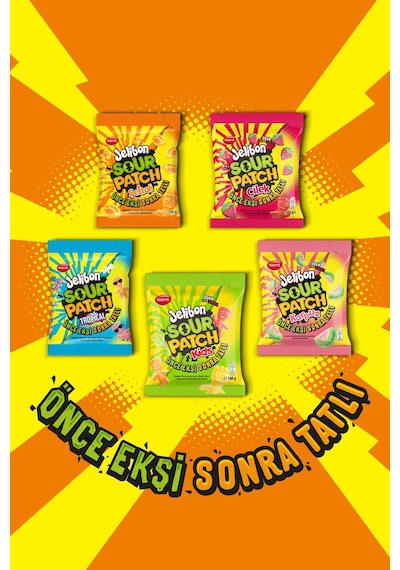 Kent Jelibon Sour Patch Şeftali Aromalı Yumuşak Şekerleme 10 x 160 G