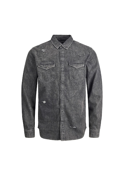 Jack & Jones Jack&Jones Siyah-Gri Erkek Kot Gömlek 12213202 Gri - Siyah