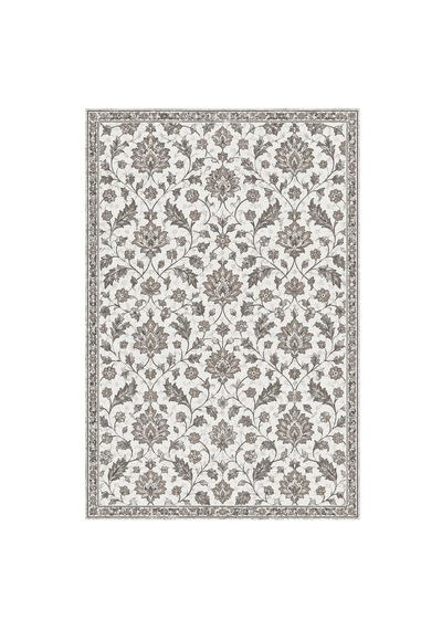 Kartela Halı Madalyonsuz Vintage İran Desenli Halı Açık Gri Kaymaz Taban 160x240 Cm