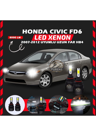 Honda Civic Fd6 2007-2012 Uzun Far Uyumlu Şimşek Etkilii Led Xenon Light Series Hb4