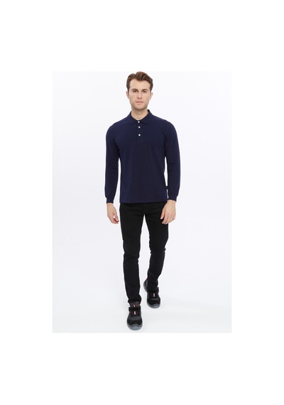 Uniprom Erkek Uzun Kollu Polo Yaka Pamuk Tişört Uzun Kollu T Shirt Lacivert Lacivert