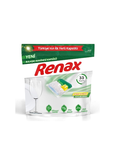 Renax Bulaşık Makinesi Kapsülü Hepsi Bir Arada 33'lü 346 G