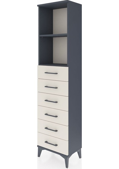 Arges Dolap 2 Raflı 6 Çekmeceli 44x30x182 Antrasit-aytaşı Antrasit