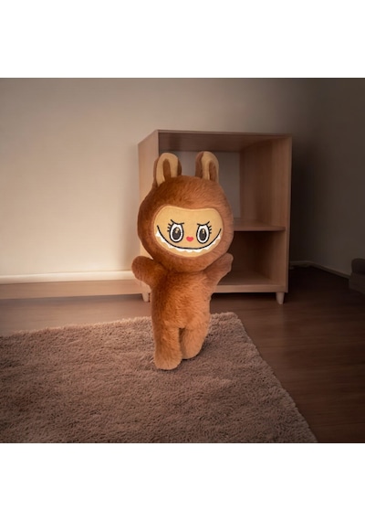 Mini Tavşan Kostümlü Labubu Peluş Oyuncak - Koyu Kahverengi