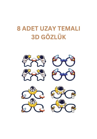 Uzay Temalı Parti Seti Tavan Sarkıt, İyi Ki Doğdun Banner, 3d Gözlük, Pasta Figürü Ve Mısır Kutusu Mavi