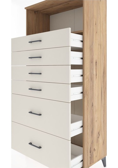 Hyperion Dolap Tek Raflı 6 Çekmeceli 88x44x182 Çam-aytaşı Atlas Çam