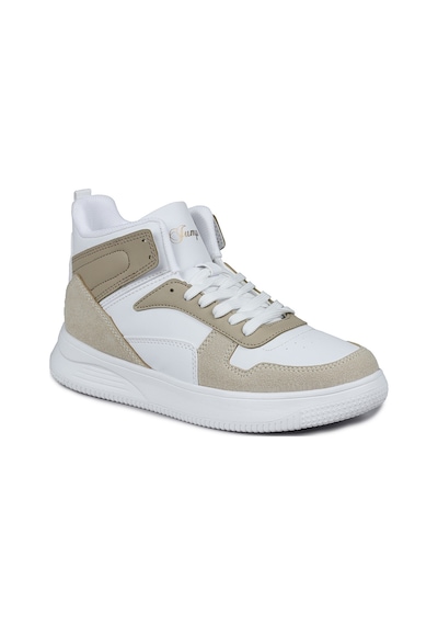 Jump 29100 Yüksek Bilekli Bej - Beyaz Kadın Sneaker Günlük Spor Ayakkabı Bej - Beyaz