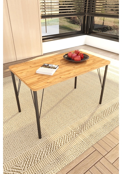 Doruk Home Balkon Mobilyası Sehpası 70x40cm Ceviz Desen Suntalam Tel Ayaklı Ceviz - Kahverengi
