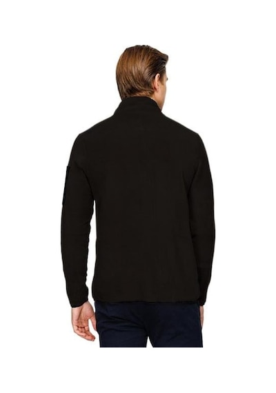 İgs Siyah Erkek Polar Sweatshirt Tam Fermuarlı Dik Yaka Model-10026