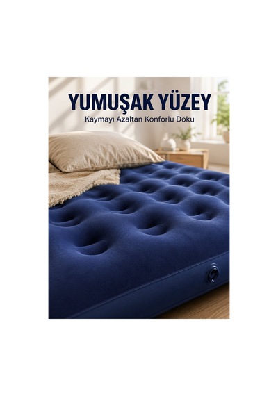 Dış Mekan Şişme Yatak Çift Kişilik Flokeli Yüzey Konforlu Kullanım - Hs08378207-3127 Renkli Renkli