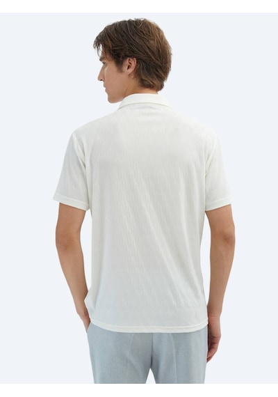 Kip Ekru Desenli Regular Fit Casual Gömlek Ekru