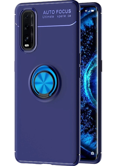 Gld-spt- Newface Oppo Find X2 Kılıf Range Yüzüklü Silikon - Mavi