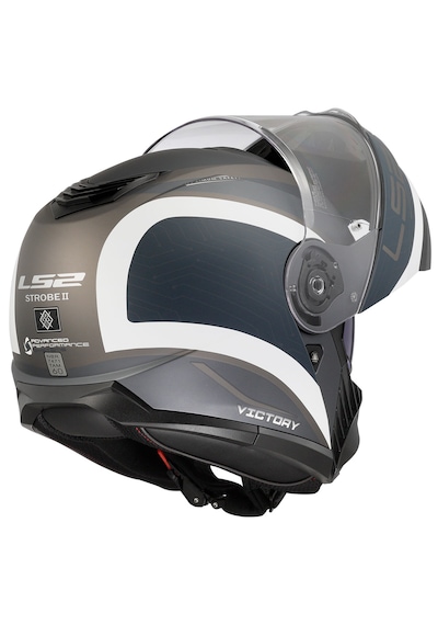 Ls2 Strobe 2 Victory Çene Açılır Motosiklet Kaskı Mat Gri - Mavi - Kum