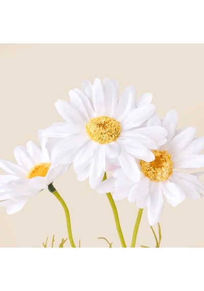 Evidea Deco Papatya Yapay Dal Çiçek - Beyaz - 47 Cm Çok Renkli