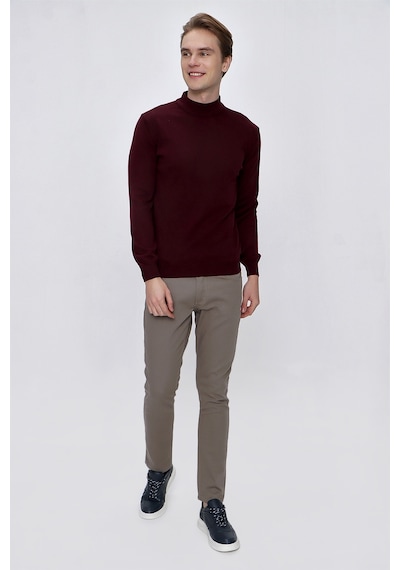 Morven Basic Dinamik Fit Rahat Kesim Yarım Balıkçı Yaka Triko Kazak 99kc017002752 Koyu Bordo