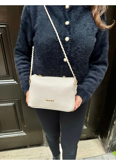 Just Polo Kadın Zincir Askılı Günlük Ve Özel Kullanıma Uygun Şık Tasarımlı Omuz & Çapraz Çanta Shoulder Bag Krem