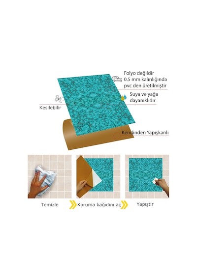 Tink Kendinden Yapışkanlı Mermer 06 Desenli Pvc Karo 30x30 Cm
