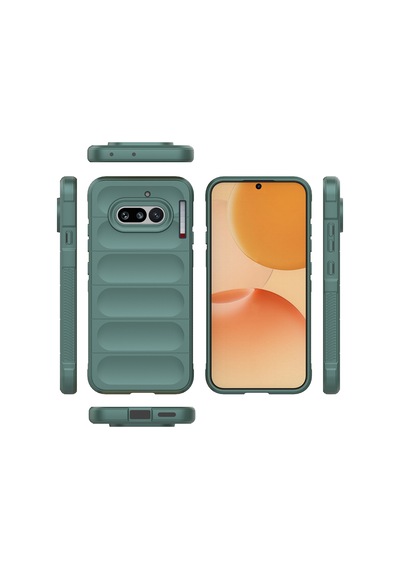 Nothing Phone 4a Kılıf Esnek Tpu Oyuklu Arka Yüzey Tasarımlı Etnik Silikon Kapak Koyu Yeşil