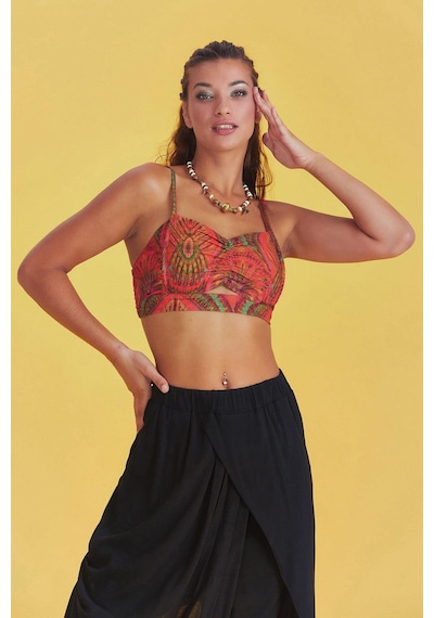 Los Banditos Desenli İnce Askılı Cut Out Detay Koton Bralet Turuncu