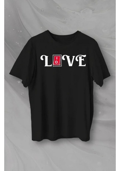 Efnaz Style 14 Şubat Sevgililer Günü Love Baskılı Oversize Bisiklet Yaka T-shirt - Siyah