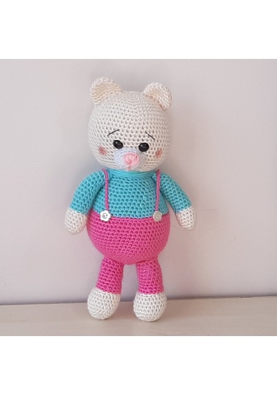 Amigurumi Örgü Oyuncak Renkli Ayı Pembe