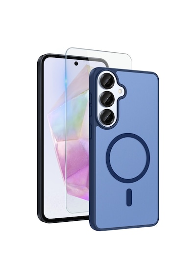 Teleplus Samsung Uyumlu Galaxy S26 Kılıf Babet Translucent Mat Msafe Şarj Özellikli Kapak + Ekran Koruyucu Lacivert