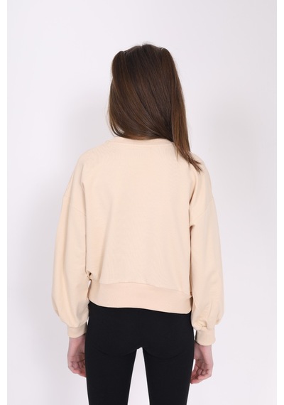 Toontoy Kids Toontoy Kız Çocuk Baskılı Sweatshirt Bej