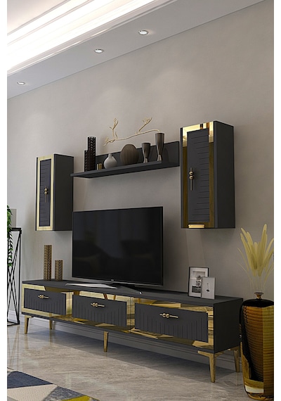 Tvr1801a - Tuna Tv Ünitesi Antrasit Gold 180cm Antrasit / Koyu Gri