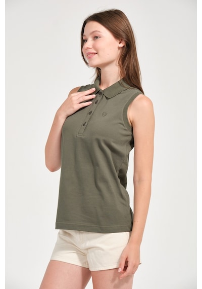 Kadın Regular Fit Kolsuz Polo Haki