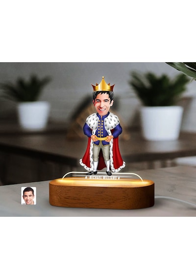 Bk Gift Kişiye Özel Kral Karikatürlü Dekoratif 3d Biblo Led Işıklı Gece Lambası-1, Arkadaşa Hediye Kobitmeyen138315 Bk Gift