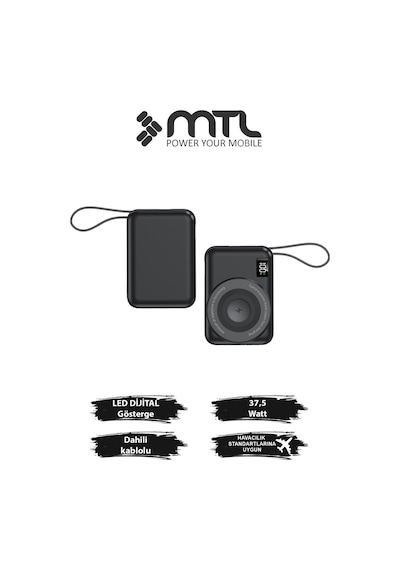 Magsafe Uyumlu 3in1 37,5 Watt Hızlı Şarj Powerbank Watch Ve Airpods Şarj Destekli Mt4580 Siyah
