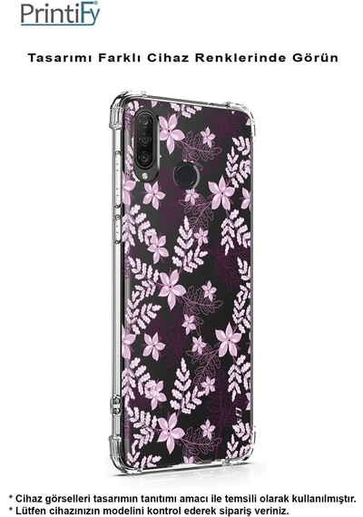 Samsung Galaxy A26 İle Uyumlu Floral Pudra Baskılı Şeffaf Köşe Korumalı Antişok Kılıf