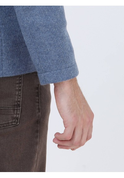 Kip Mavi Düz Modern Fit Yün Karışımlı Örme Ceket Çok Renkli