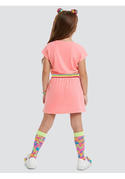 Denokids Pembe Çilek Kız Çocuk Havlu Elbise Çok Renkli
