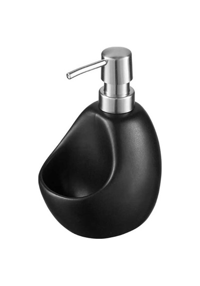 Buççin Online Mağaza Sıvı Sabunluk Süngerlik Bölmeli 460ml Sabunluk Porselen Siyah Çok Renkli