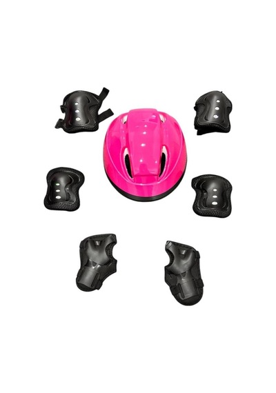 Çocuk Kaskı Ve Dizlik, Dirseklik Eldiven Set Pembe/siyah