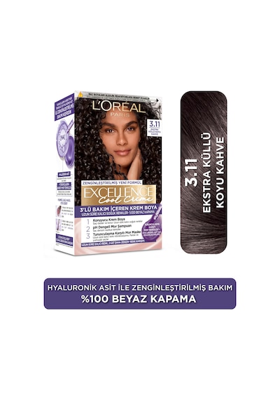 L Oréal Paris Excellence Cool Creme 3.11 Ekstra Küllü Koyu Kahve Saç Boyası