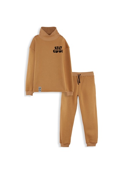 Denokids Stay Cool Oversize Erkek Çocuk Eşofman Takımı - Hardal