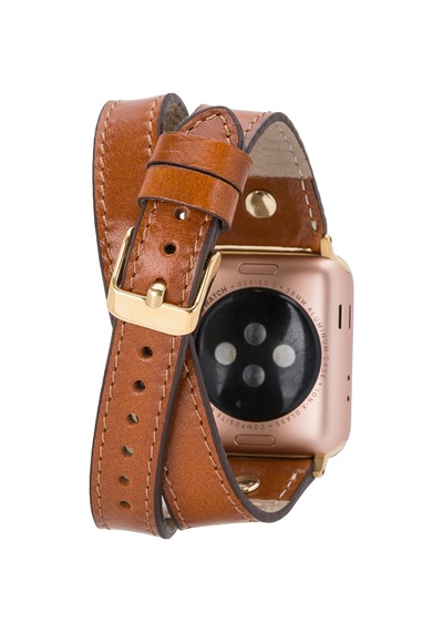 Alpıne Double Tour Heritage Tan Hakiki Deri Apple Uyumlu Watch Kordonu - 44/45/46/49mm