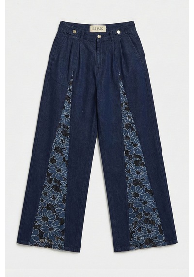 Itsbasic Kadın İndigo Selvedge 7s6-50 Wide Leg Dantel Nakış Detaylı Özel Tasarım Denim Jean Itsbasic Kadın İndigo Selvedge 7s6-50 Wide Leg Dantel Nakış Detaylı Özel Tasarım Denim Jean
