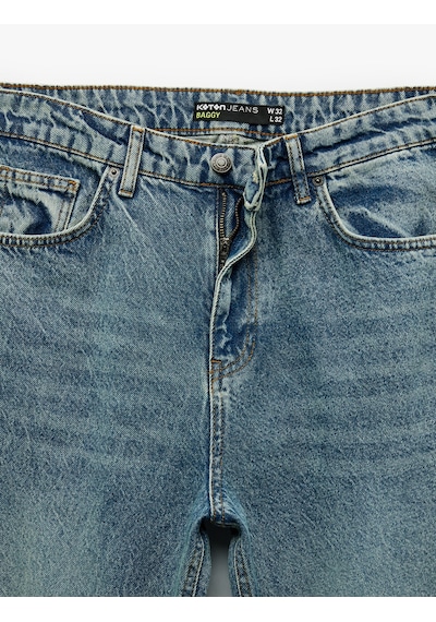 Koton Pamuklu Cep Detaylı Bol Baggy Jean Pantolon Orta İndigo 6wam40023ıd İndigo