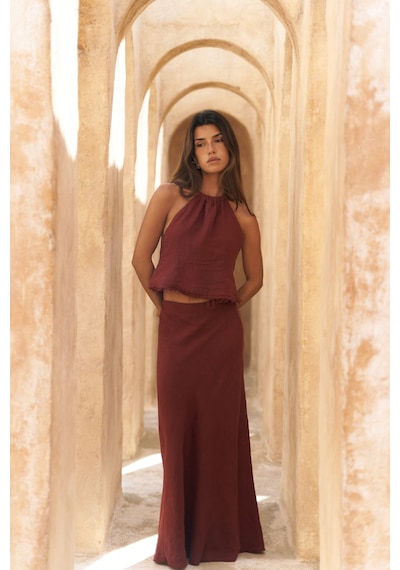 Mai Collection Mai Studios Co. Malmvira Kiremit Keten Crop Etek Takım Kiremit Mai Collection Mai Studios Co. Malmvira Kiremit Keten Crop Etek Takım Kiremit