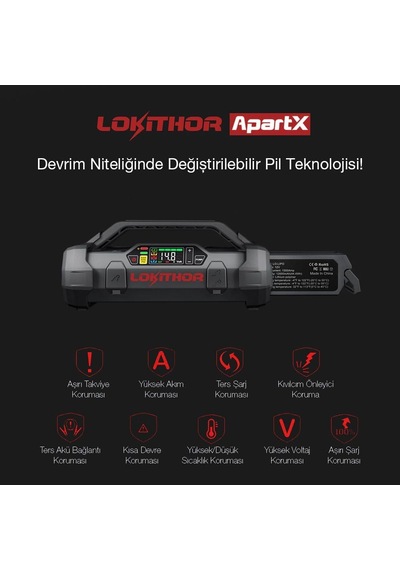 Apartx 12v Akıllı Akü Takviye + Pompa + Powerbank + Led Lamba Akü Dahil Değildir