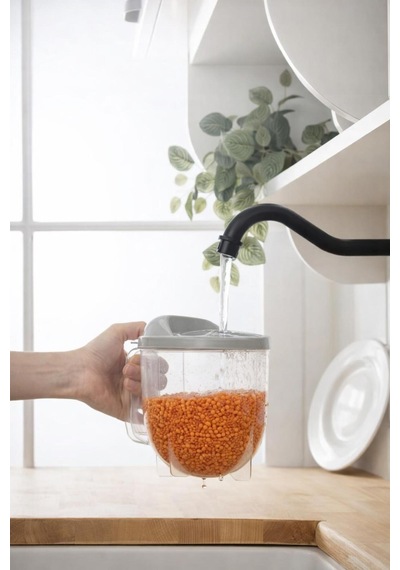 Pirinc Bakliyat Süzgeci Ölçü Kaplı Pratik Yıkama Kabı, Çok Amaçlı Mutfak Süzgeç Kabı, Ergonomik K - 839033957 Diğer