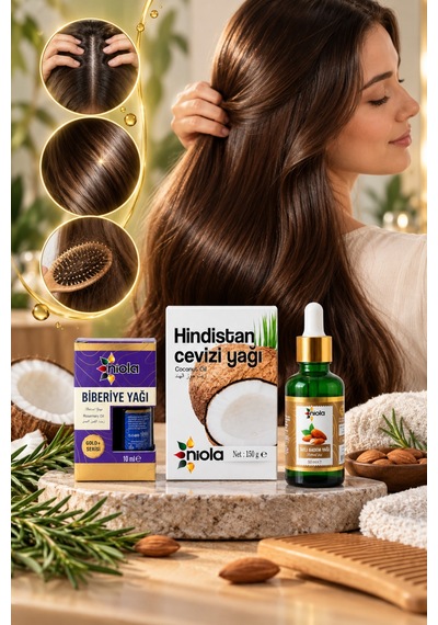 Saç Bakım Yağ Seti Biberiye Yağı 10 Ml + Hindistan Cevizi Yağı 150 G + Tatlı Badem Yağı 50 Ml Ürün Açıklaması - 927151593