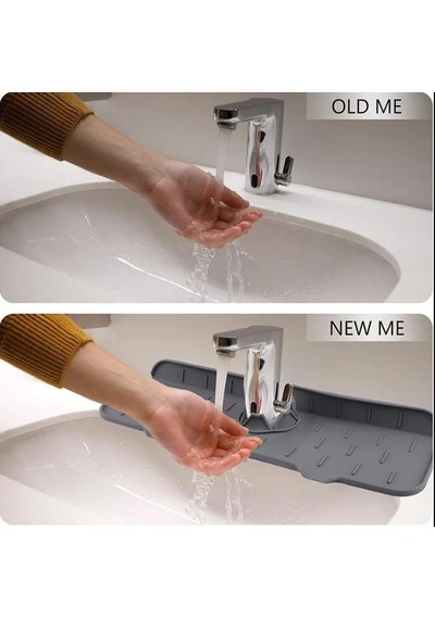 Su Engelleyici Mutfak Banyo Lavabo Musluk Kenarı Silikon Mat Sıçrama Engelleme Matı