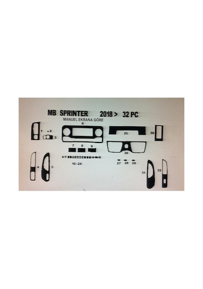 Mercedes Sprınter 2018 32 Parça Torpido Kaplama Renk Gri