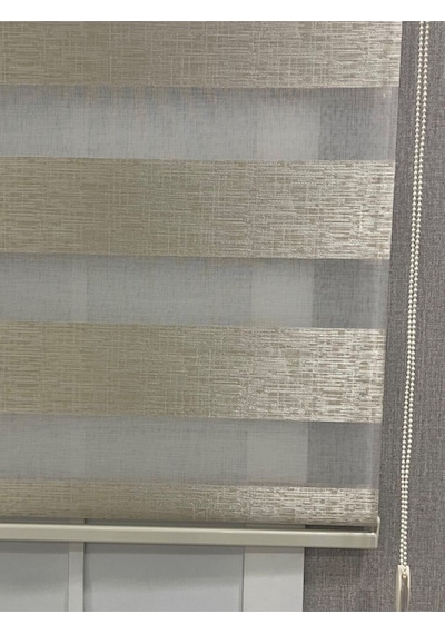 Delüks Zebra Stor Perde Geniş Plise Bej Bej
