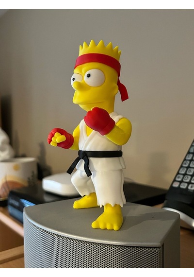 Bart Simpson Karateci Figür Street Fighter Temalı Dekoratif Masaüstü Süs Oyuncak